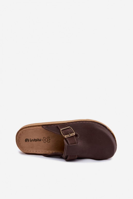 Slippers with buckles Inblu, chocolate color