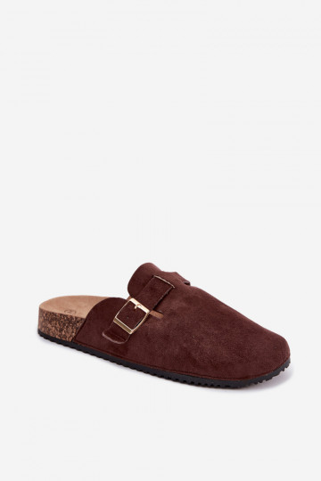 Women's clogs with gold buckles CzekoladoĮe Alpine