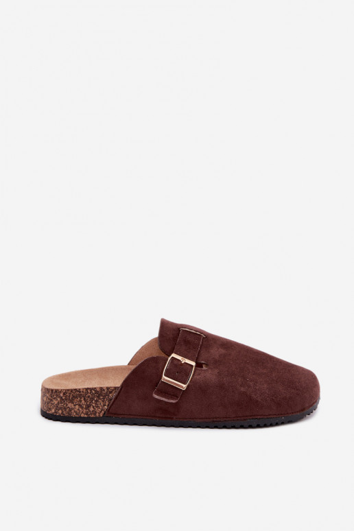 Women's clogs with gold buckles CzekoladoĮe Alpine