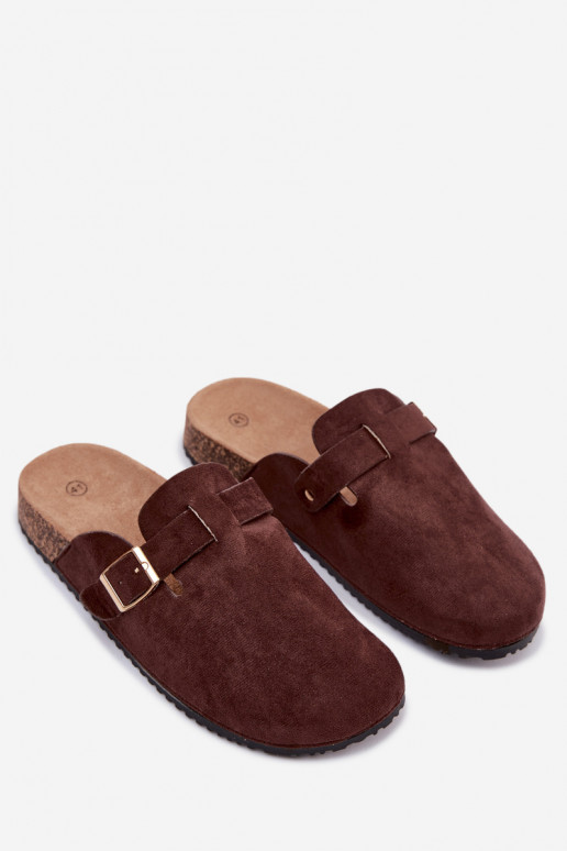 Women's clogs with gold buckles CzekoladoĮe Alpine