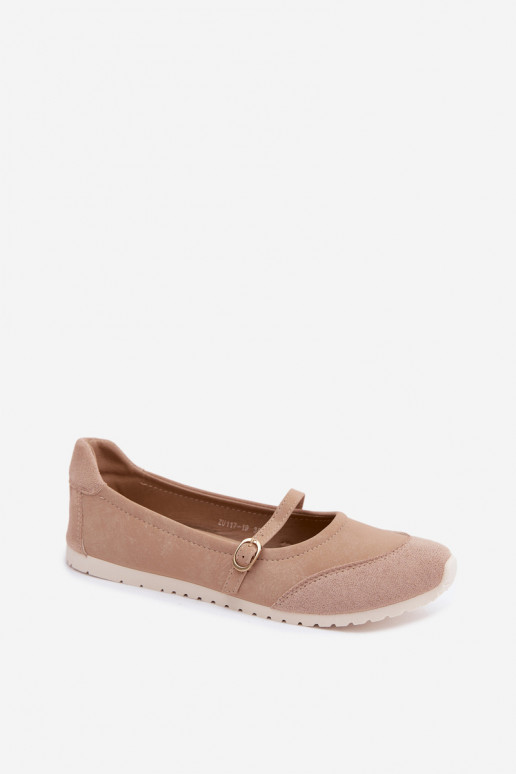 Sporty style ballerinas with straps in sand Charmy