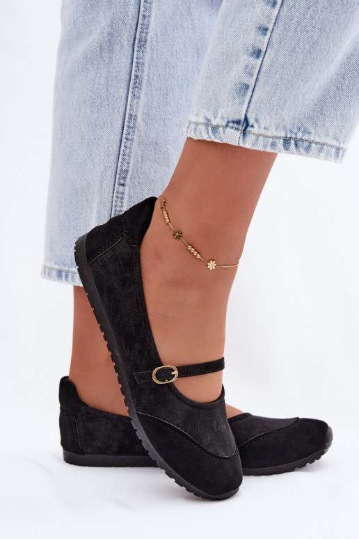 Sporty style ballerinas with straps in black Charmy