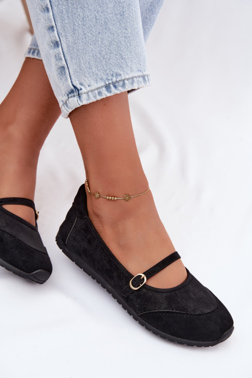 Sporty style ballerinas with straps in black Charmy