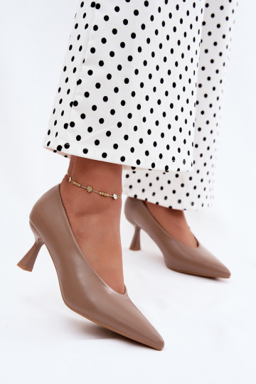 Pointed shoes with heels in khaki Silenta 2