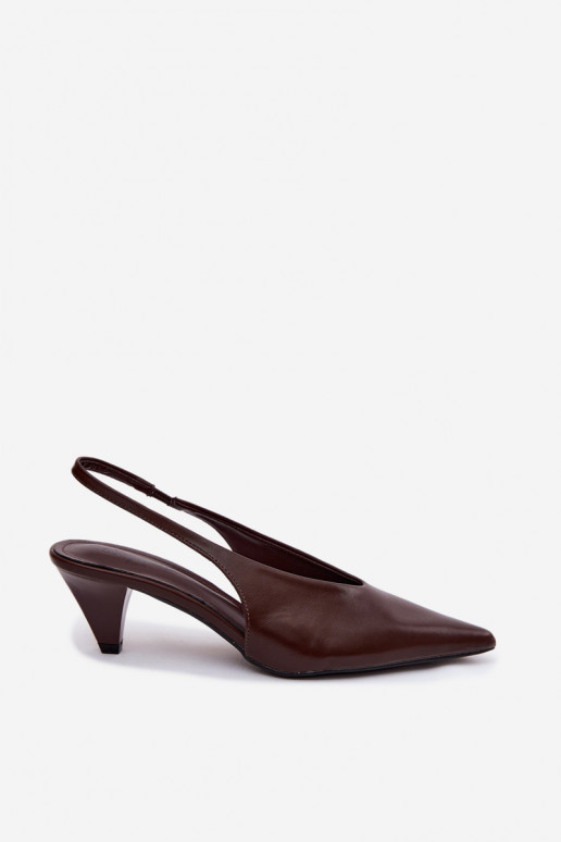Heeled sandals with faux leather in CzekoladoĮe Sapphire