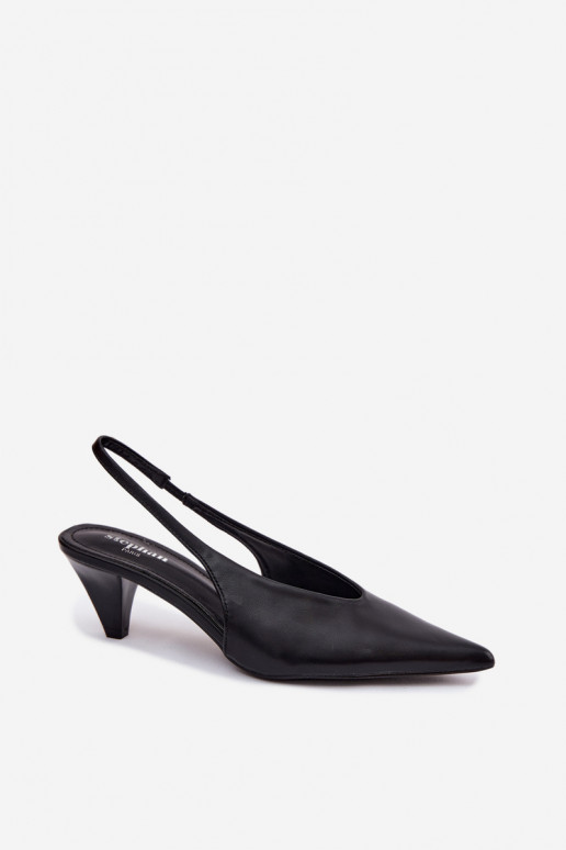 Heeled sandals with faux leather in black Sapphire