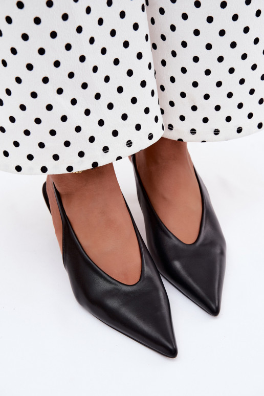 Heeled sandals with faux leather in black Sapphire