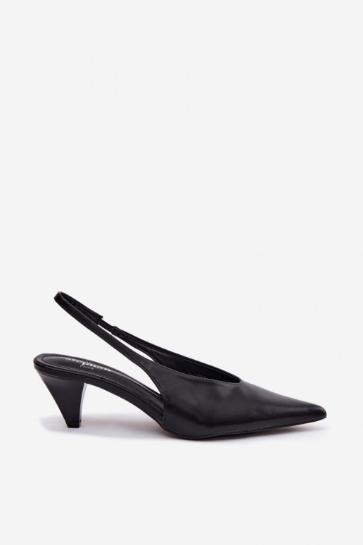 Heeled sandals with faux leather in black Sapphire