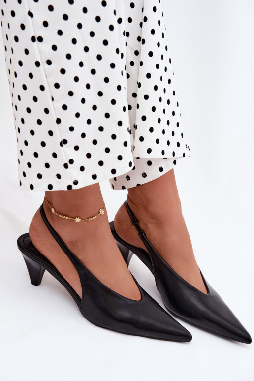 Heeled sandals with faux leather in black Sapphire