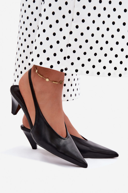 Heeled sandals with faux leather in black Sapphire