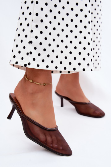 Mesh slippers with thin heels CzekoladoĮe Calmio