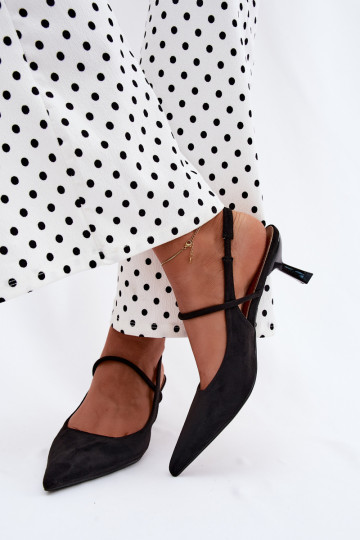 Women's sandals with heels in black faux suede Tai turirshia 2