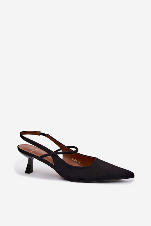 Women's sandals with heels in black faux suede Tai turirshia