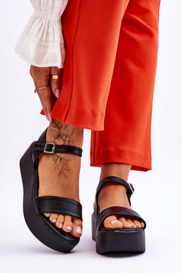 Women's black platform sandals Casen