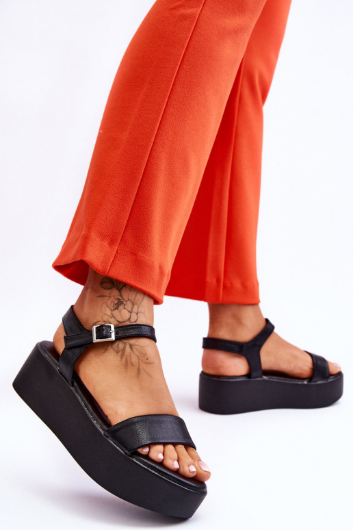 Women's black platform sandals Casen
