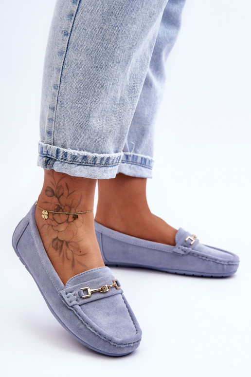 Classic blue women's suede moccasins Corinell
