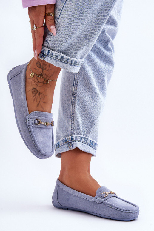 Classic blue women's suede moccasins Corinell