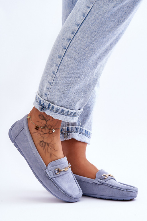 Classic blue women's suede moccasins Corinell