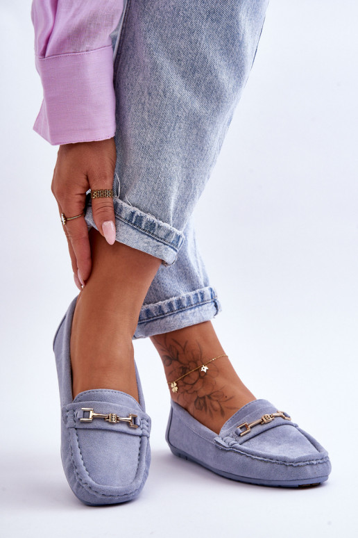 Classic blue women's suede moccasins Corinell