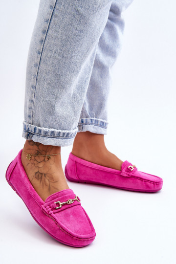 Classic pink women's suede moccasins Corinell