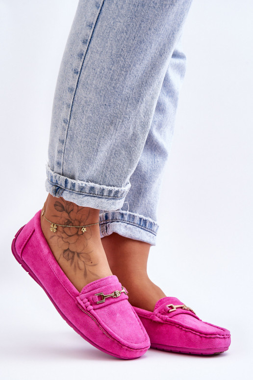 Classic pink women's suede moccasins Corinell