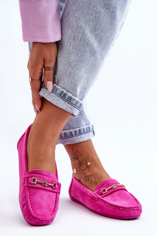Classic pink women's suede moccasins Corinell