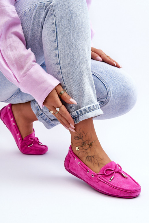 Elegant pink suede moccasins Si Passione