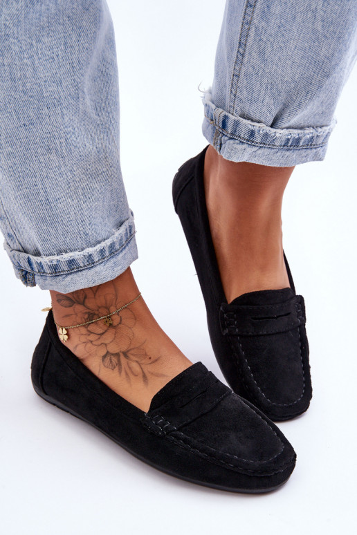 Elegant black suede moccasins Lenvie