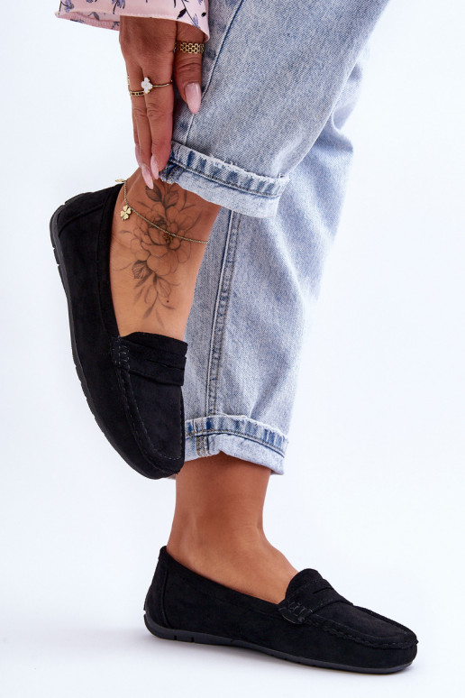 Elegant black suede moccasins Lenvie