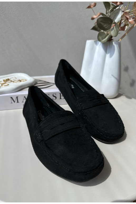 Elegantiški juodos spalvos zomšiniai mokasinai Lenvie