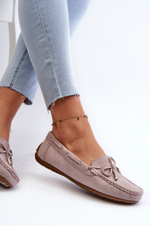 Elegant purple suede moccasins Si Passione