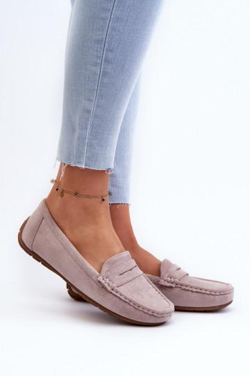 Elegant purple suede moccasins Lenvie 2