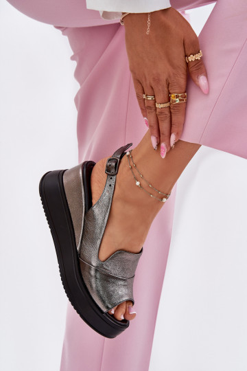 Women's gray platform sandals Artiker 54C0402
