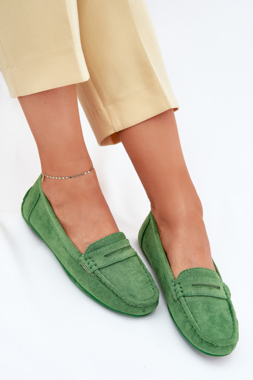 Elegant green suede moccasins Lenvie