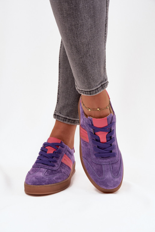Purple women's suede sneakers Vinceza 79576
