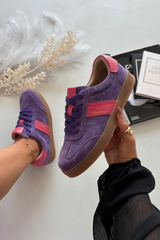 Purple women's suede sneakers Vinceza 79576