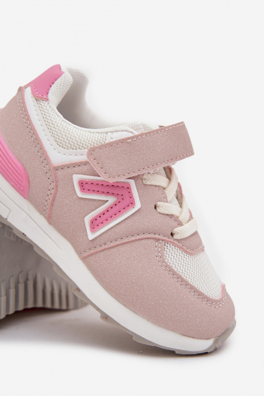 Pink children's sneakers with Velcro fastenings Galisse