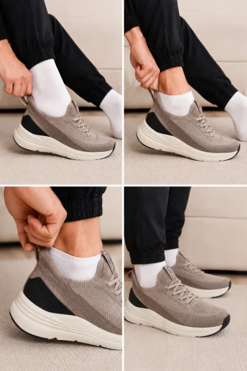 Men's slip-on sports shoes with platform Kobbo 102421 sand color