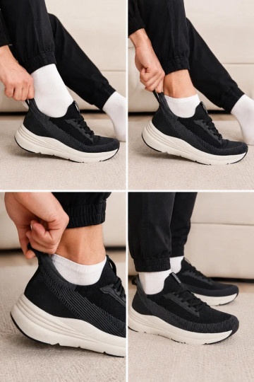 Men's slip-on sports shoes with platform Kobbo 102421 black color
