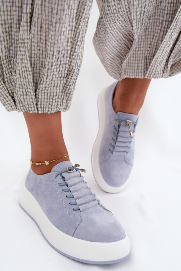 Blue platform sneakers in faux suede Blushy