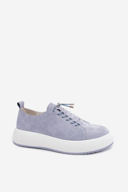 Blue platform sneakers in faux suede Blushy