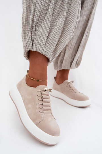Sand platform sneakers in faux suede Blushy 2