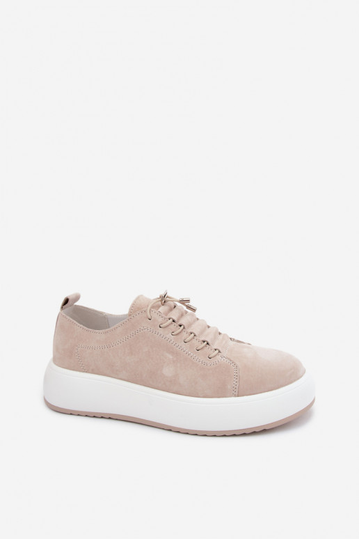 Sand platform sneakers in faux suede Blushy