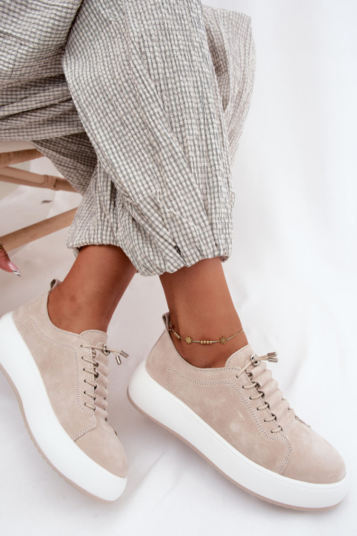Sand platform sneakers in faux suede Blushy