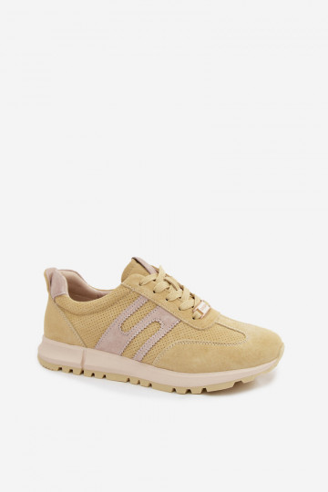 Yellow women's sneakers Lovey made of faux suede 2