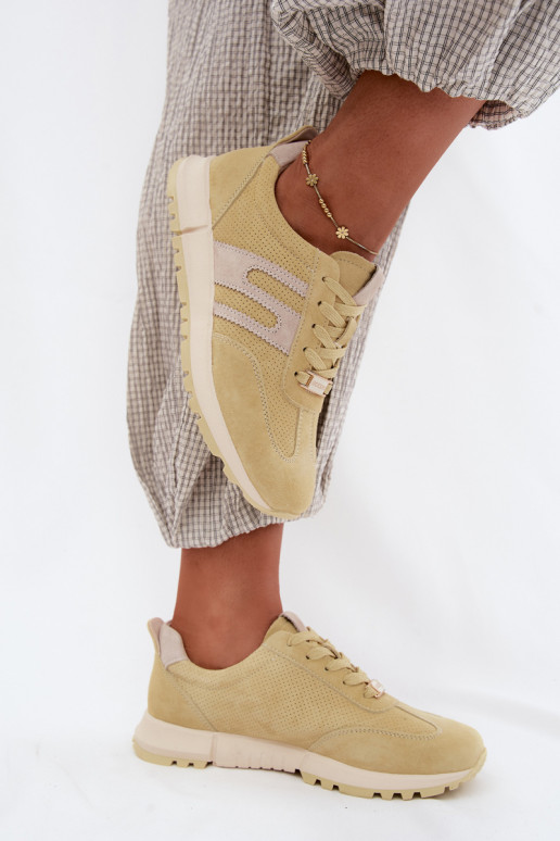 Żółte damskie sneakersy Lovey z sztucznej zamszowej
