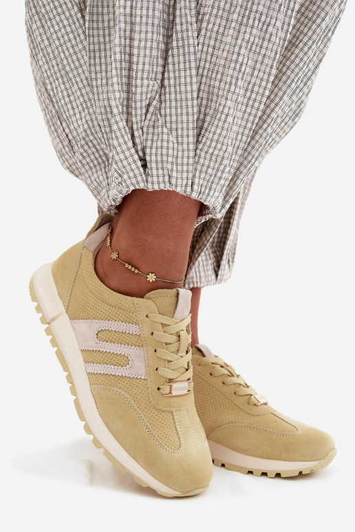 Żółte damskie sneakersy Lovey z sztucznej zamszowej
