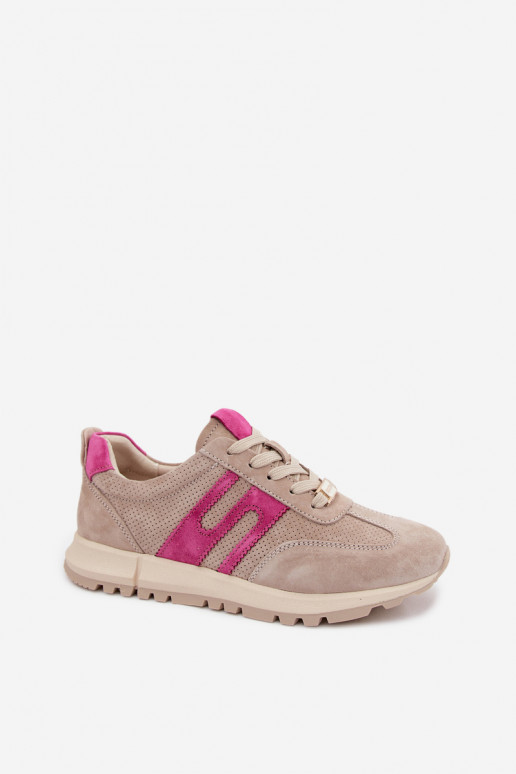 Women's Sports Sneakers Made of Natural Suede Beige Lovey