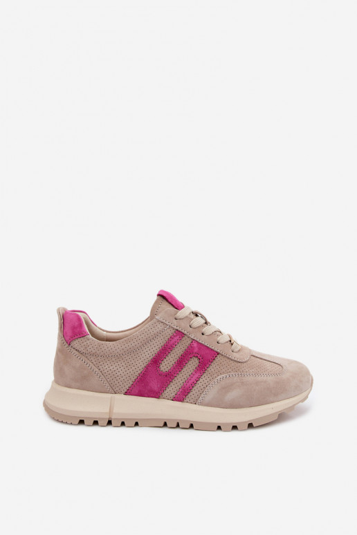 Women's Sports Sneakers Made of Natural Suede Beige Lovey