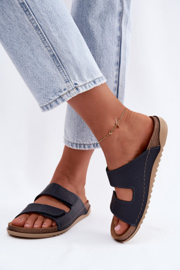Leather Women's Slippers Inblu AA0005GU Dark Blue